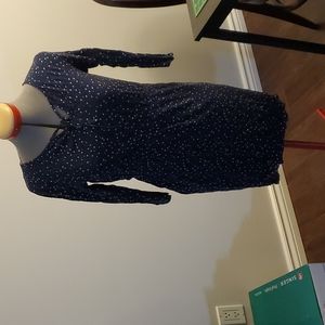 Blue and white polka-dot dress